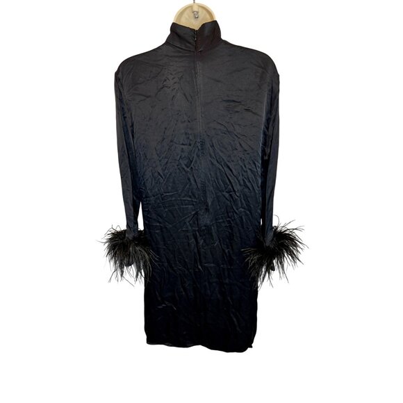 Sleeper Black Party Shirt Dress w/ detachable feather trims NWT - Size S - Picture 6 of 9